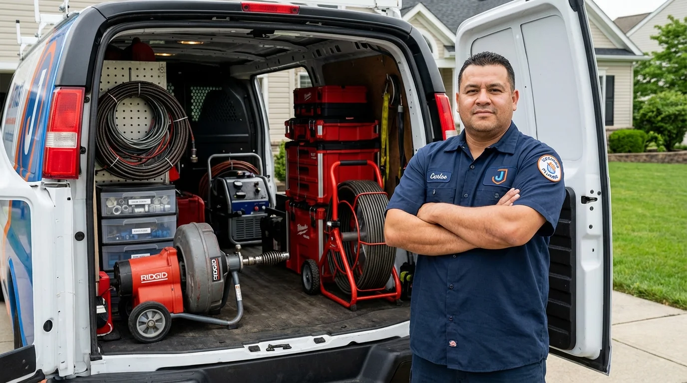 Professional drain cleaning equipment and Johns Plumbing LLC plumber in Jerome