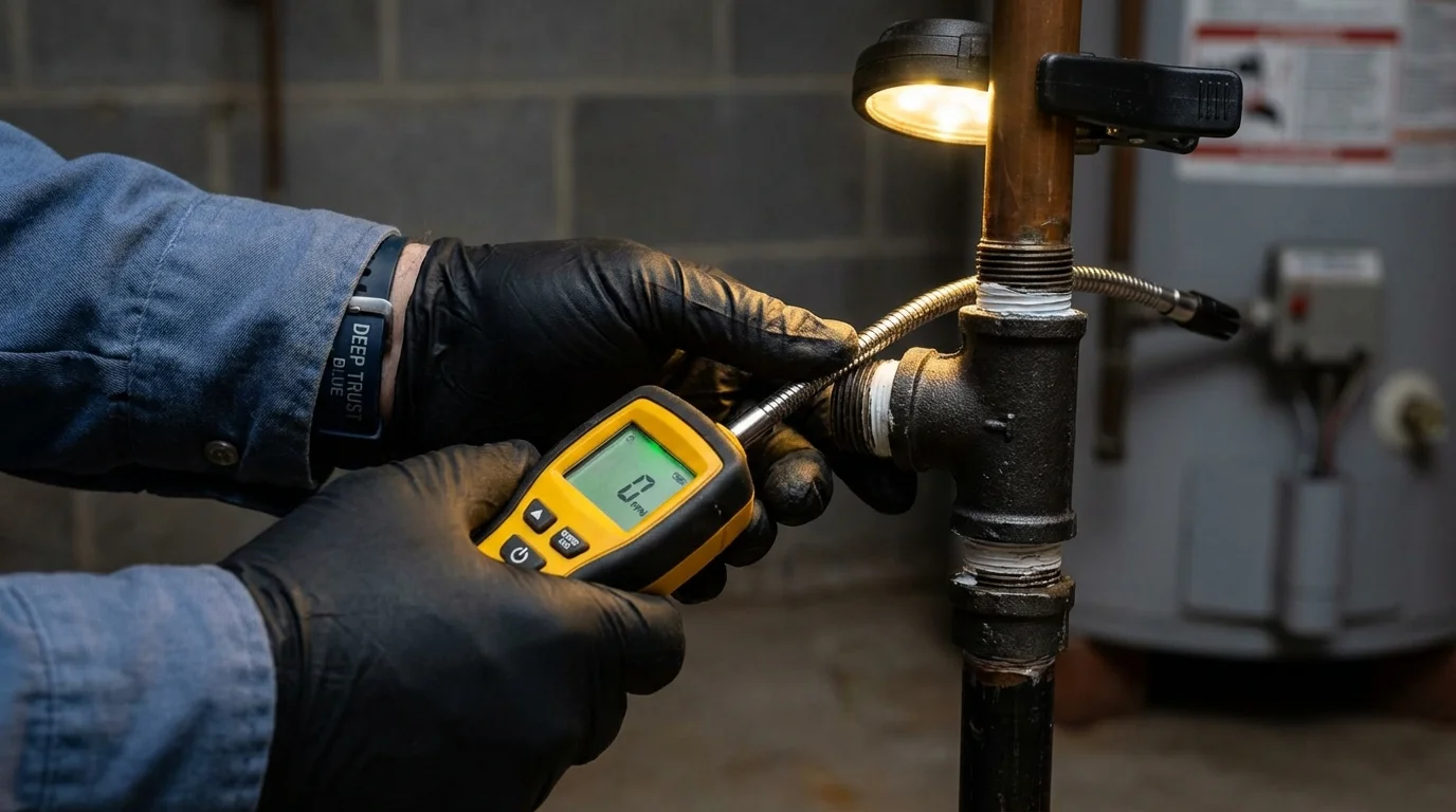 Gas leak detection with electronic sniffer by Johns Plumbing LLC in Jerome